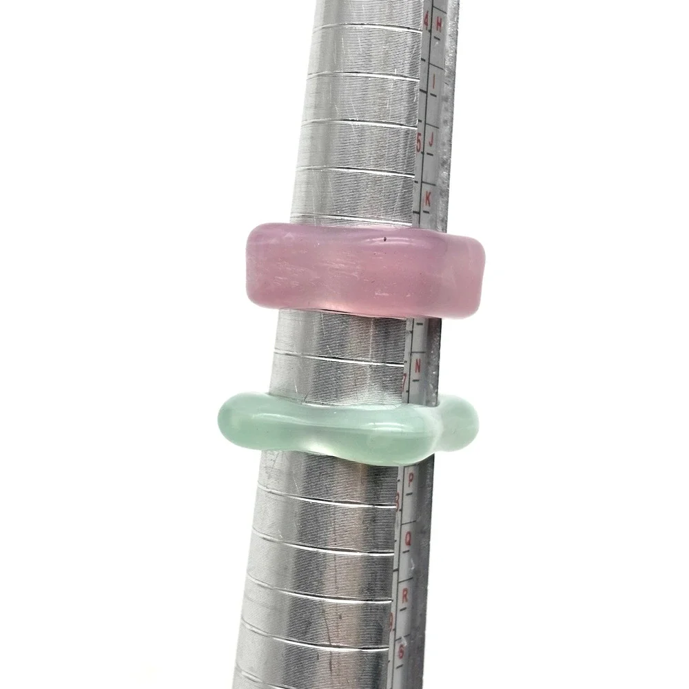 Set of 2 Vintage Y2K Pink and Blue Marbled Acrylic Geometric Square Rings 6 7.5
